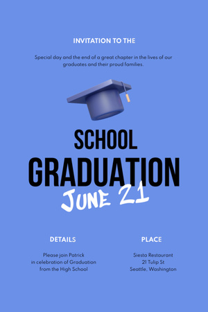School Graduation Party Announcement Invitation 6x9in Design Template