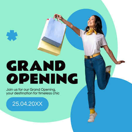 Modèle de visuel Annonce de l'ouverture officielle d'un magasin de vêtements - Instagram AD