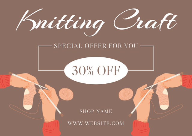 Knitting Craft With Discount And Socks Card Šablona návrhu