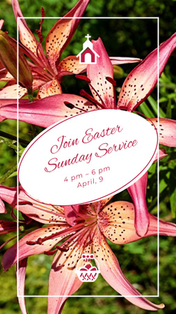 Blooming Lilies And Church Easter Service Announcement TikTok Video Design Template