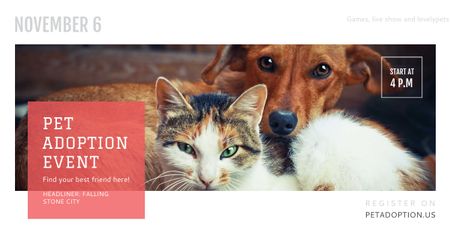 Pet adoption Event with Cute Cat and Dog Facebook AD Design Template