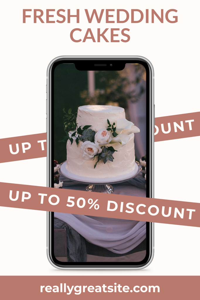 Pastry Ad with Wedding Cake Pinterest Modelo de Design