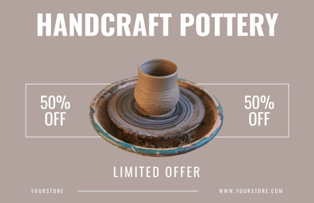 Plantilla de diseño de Discount on Handcraft Pottery Thank You Card 5.5x8.5in 