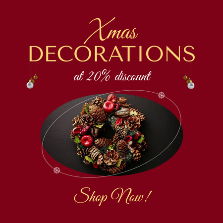 Platilla de diseño Discount on Christmas Holiday Decorations Sale Animated Post