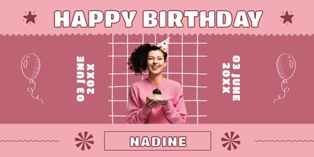 Personal Birthday Greeting on Pink Twitter Design Template