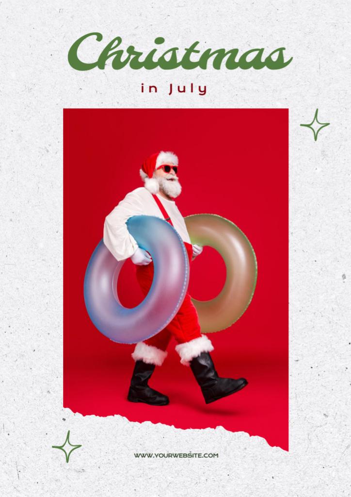 Designvorlage  Christmas in July with Happy Santa Claus für Flyer A4