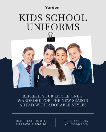 Offer of School Uniforms for Kids Poster 16x20in Design Template