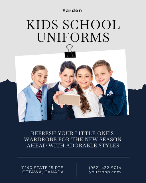 Sale Offer of School Uniforms for Kids with Cute Pupils Poster 16x20in Design Template