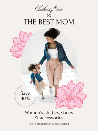 Woman with Newborn on Mother's Day Poster US Design Template