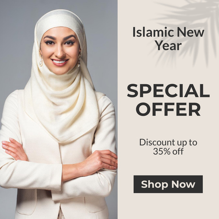 Plantilla de diseño de Oferta especial de año nuevo islámico con mujer Instagram 