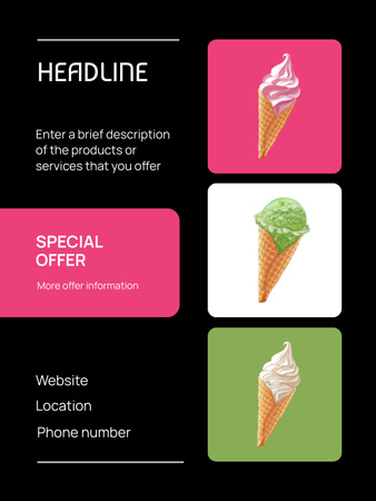 Tatlı Dondurma Lokumları Teklifi Poster US Tasarım Şablonu