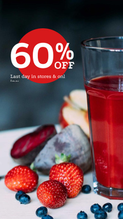 Plantilla de diseño de Healthy Nutrition Offer with Glass of Juice Instagram Video Story 