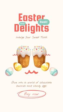Easter Delights with Festive Cakes and Eggs Instagram Video Story Design Template