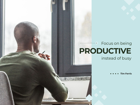 Productivity Quote with Businessman Presentation Modelo de Design