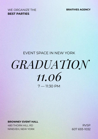 Graduation Party on Bright Gradient Poster A3 – шаблон для дизайна