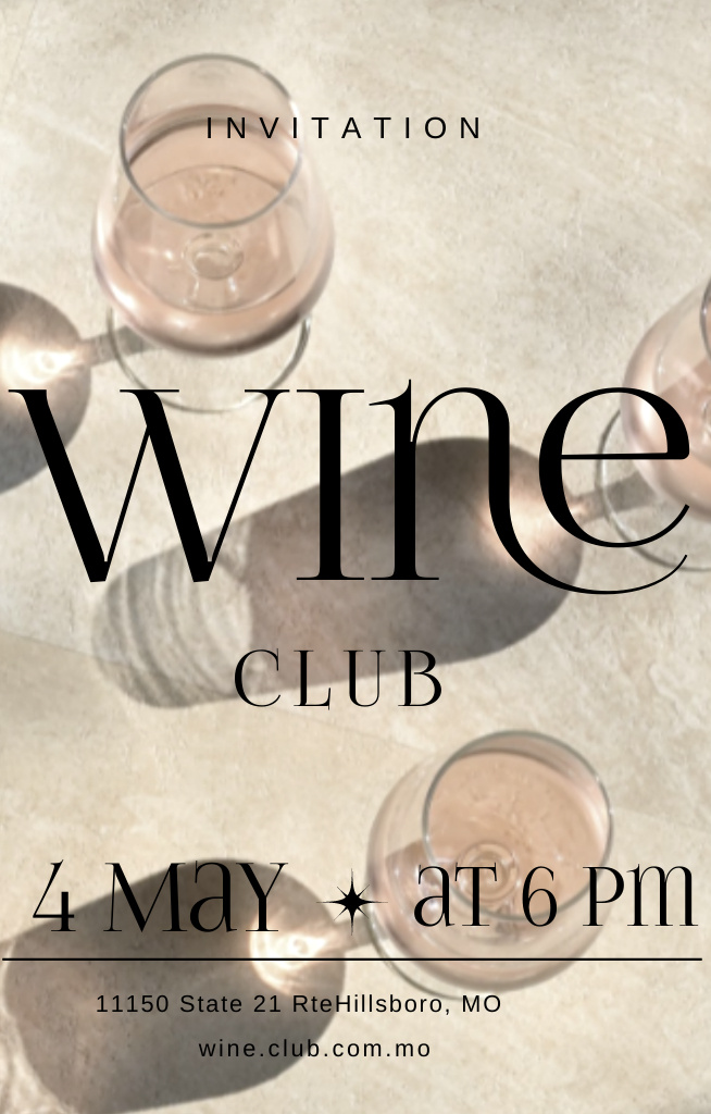 Tasting Event Announcement In Wine Club Invitation 4.6x7.2in Šablona návrhu