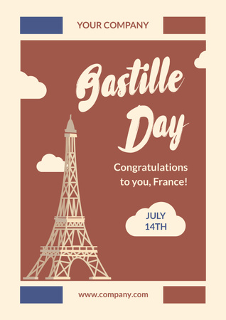 Happy Bastille Day Poster tervezősablon