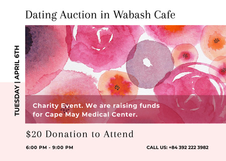 Dating Auction in Cafe Postcard 5x7in Design Template