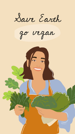 Plantilla de diseño de motivación de estilo de vida vegano Instagram Video Story 