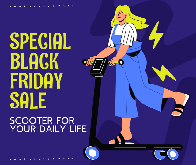 Black Friday Sale of Scooters Facebook Design Template