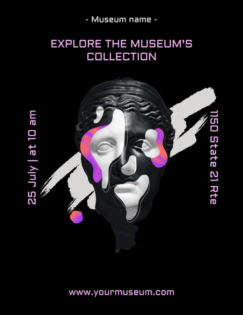 Modèle de visuel Museum Exhibition Announcement with Antique Woman Bust - Poster 8.5x11in