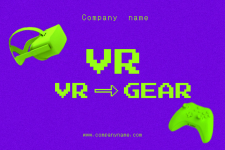 Platilla de diseño VR Equipment Sale Offer with Bright Green Gamepad Postcard 4x6in