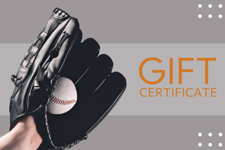 Plantilla de diseño de Artículos de béisbol con descuento gris Gift Certificate 