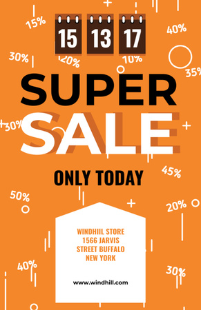 Super Sale Offer With Tags In Orange Invitation 5.5x8.5in Design Template