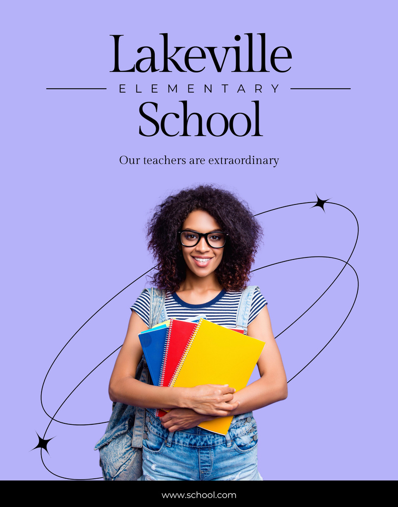 School Enrollment Invitation on Lilac Poster 22x28in – шаблон для дизайна