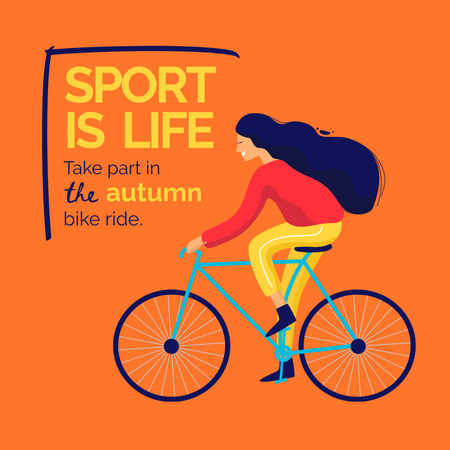 Sport Inspiration with Girl riding Bike Instagram Design Template