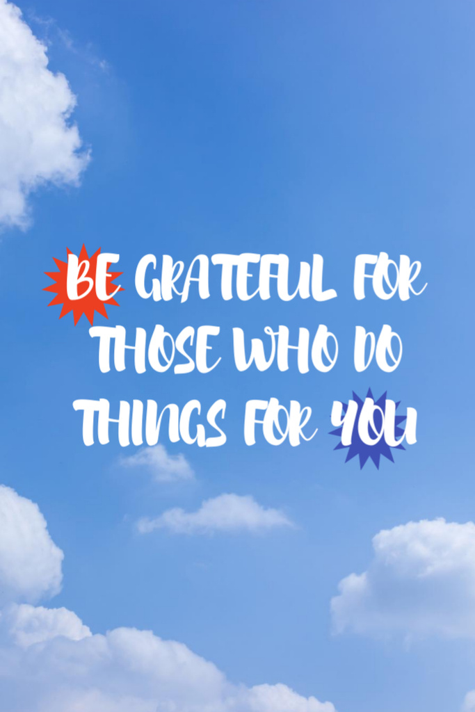 Platilla de diseño Quote About Gratitude on Background of Blue Sky Postcard 4x6in Vertical