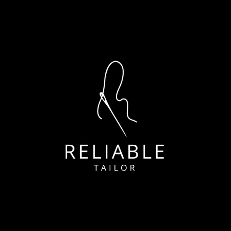 Tailor Service Ad with Needle and Thread Logo Design Template