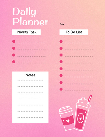 Päivittäiset muistiinpanot takeaway-juomilla Notepad 8.5x11in Design Template