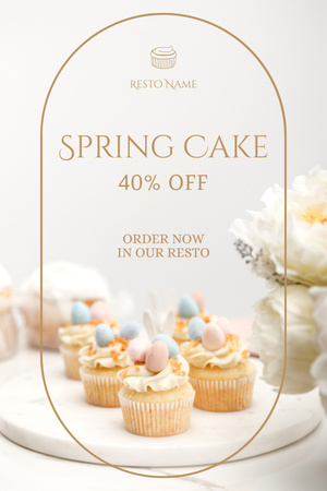 Spring Cake Sale Announcement Pinterest Design Template