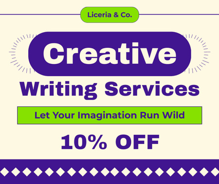 Plantilla de diseño de Servicio de escritura imaginativa con oferta de descuentos. Facebook 