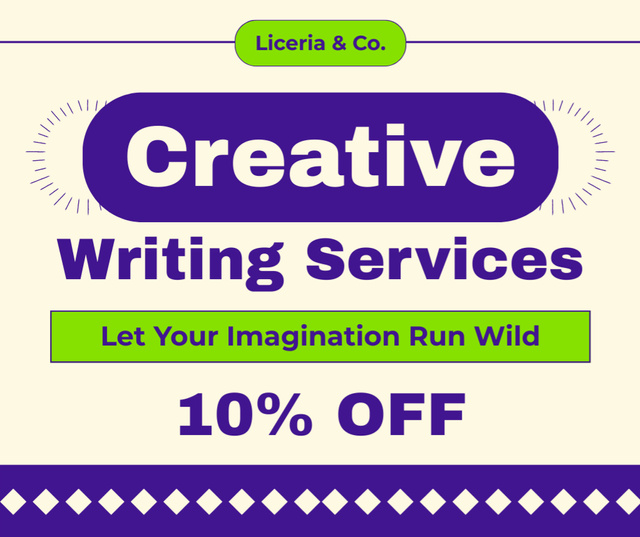 Imaginative Writing Service With Discounts Offer Facebook Modelo de Design