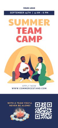 Summer Team Camping Invitation 9.5x21cm Design Template