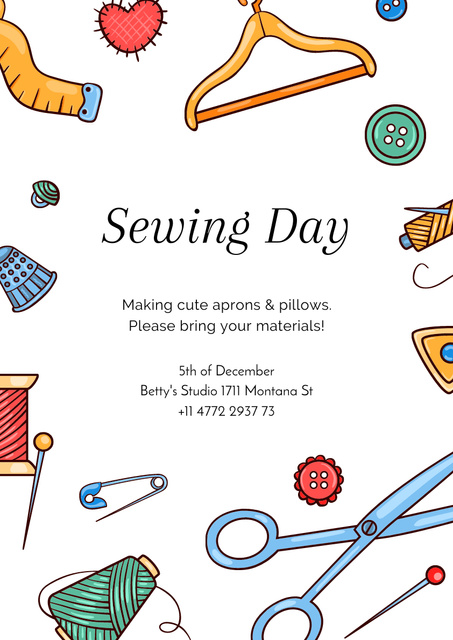 Sewing Day Sale of Handmade Goods Poster A3 Tasarım Şablonu