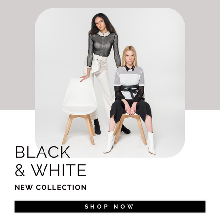 Siyah Beyaz Moda Yeni Koleksiyon Instagram Tasarım Şablonu