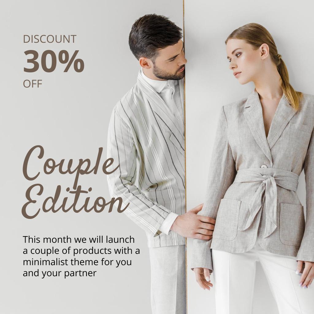 Couple Look Fashion Sale Grey Instagram Design Template