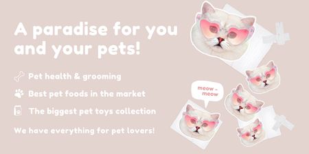 Various Products Shop And Pet's Grooming Offer Twitter Design Template