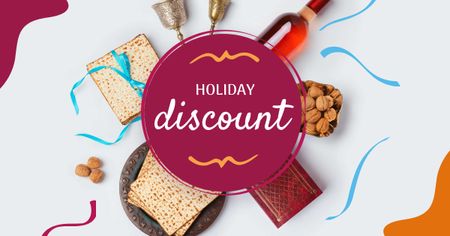 Passover Holiday Discount with Traditional Snacks Facebook AD Design Template