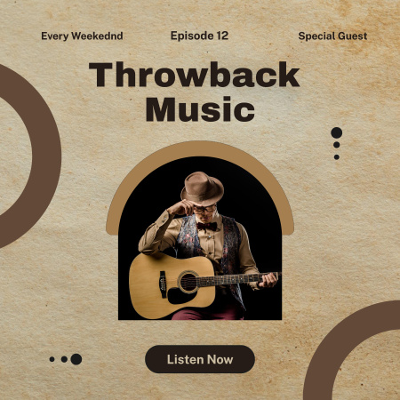 Template di design Music Concert with Man Playing Guitar Podcast Cover