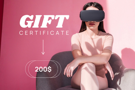 Plantilla de diseño de Cupón de descuento para auriculares VR Gift Certificate 