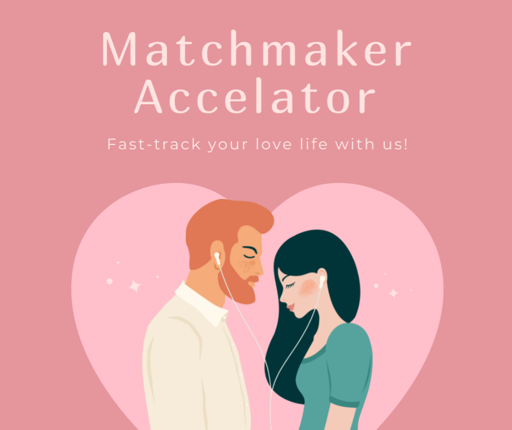 Matchmaking Service Promo with Illustration of Romantic Couple Facebook Design Template