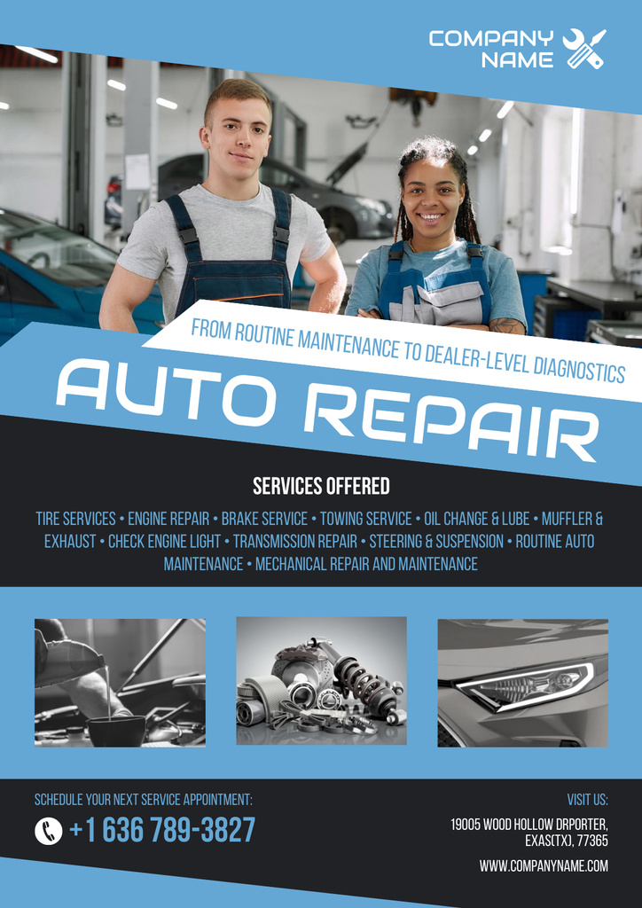 Auto Repair Services Offer Poster Πρότυπο σχεδίασης