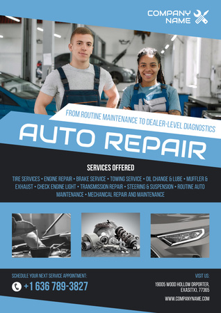 Auto Repair Services Offer Poster Design Template