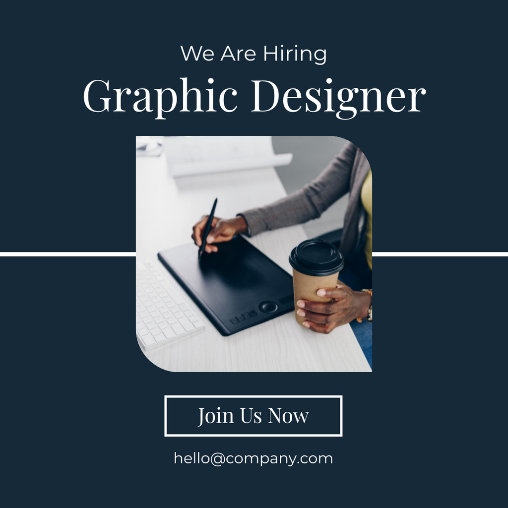 Vacancy of Graphic Designer Announcement With Tablet Instagram Design Template