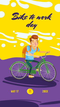 Man on Bicycle on Purple Instagram Story Design Template