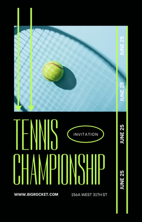 Tennis Championship Announcement Invitation 4.6x7.2in Design Template